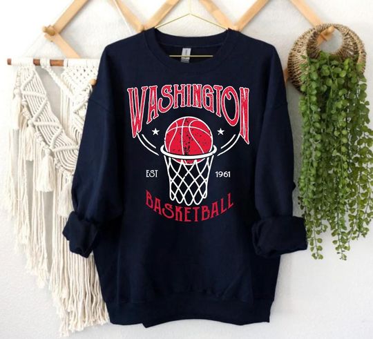 Washington Basketball Est 1961 90s Navy Sweatshirt