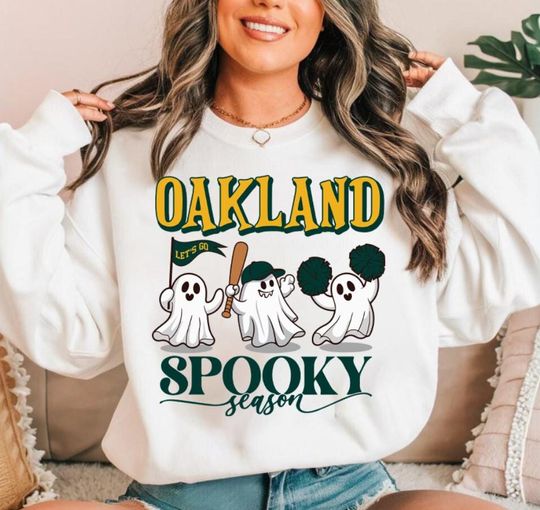 Discover Oakland Baseball Orange Team Spooky Season Cute Vintage Sweatshirt, Lets Go Oakland Baseball Team Retro Hoodie, Baseball Mom Shirt, For Her