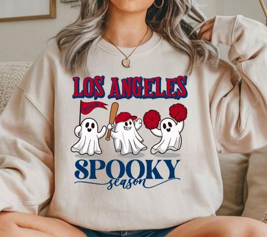 Los Angeles Baseball Red Team Spooky Season Cute Vintage Sweatshirt