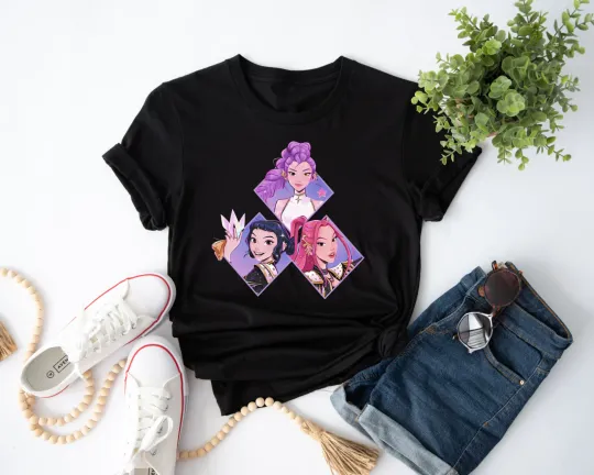 Discover Kpop Hunters T-Shirt Demon Huntrix Fan Anime Cartoon Unisex Top