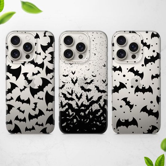 Discover Gothic Bat Phone Case Spooky Cover for iPhone 17 Pro Max, 16e, 15, 14, 13 fits Samsung S25 Ultra, S24 FE, A56, A16 and Pixel 10, 9a