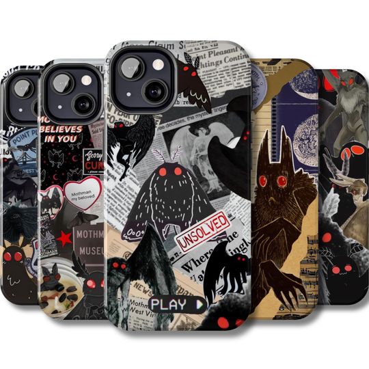 Discover Mothman phone case, Cryptidcore, Folklore iPhone cover, Cryptid Samsung galaxy, Monster creature Google Pixel, Urban legend, Creepy scary