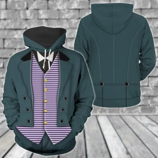 Butler Haunted Mansion Costume 3D Hoodie, Halloween Cosplay Sweatshirt Gift Idea