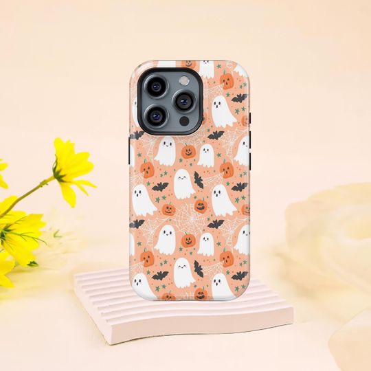 Discover Halloween Cute Ghosts Design Pattern, Spooky Case, for iPhone 17 16 15 14 13 12 11 Pro Max Plus Mini & Samsung Galaxy S23 S22 S21 S20 Ultra