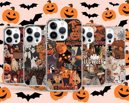 Discover Halloween Vintage Cute Pumpkin Phone Case for iPhone Air 17 16 15 14 13 Pro Max Plus Mini / Case for Samsung S25 S24 Ultra FE / Google Pixel