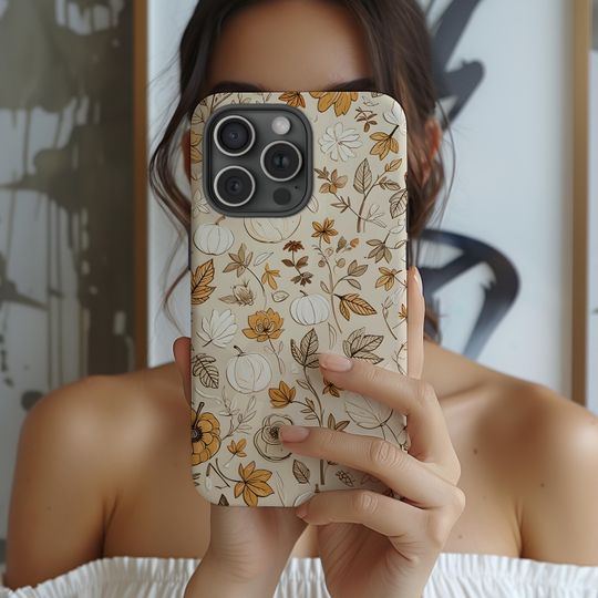 Discover Fall Floral Pumpkin Phone Case Autumn Aesthetic Leaves Flower for iPhone 17 16 15 14 13 12 Max Pro Plus MagSafe Galaxy S25 S24 S23 S22 Pixel