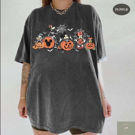 Discover Mickey and friends Autumn Shirt, Disneyland Fall Vibes Tee, Disney Family Halloween Trip Shirt Disney Pumpkin