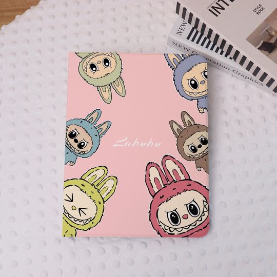 Cute Cartoon Labubu iPad Case Cover for iPad Air 7/6-11"/13", Air 5, iPad Pro 2021/2024 iPad Mini 7/6, iPad 9/10 th Gen Case With Pen Holder
