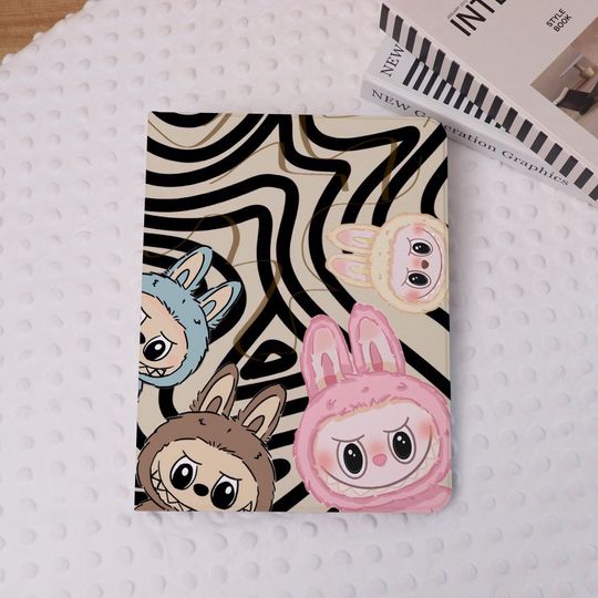 Discover Cute Cartoon Labubu iPad Case Cover for iPad Air 7/6-11"/13", Air 5, iPad Pro 2021/2024 iPad Mini 7/6, iPad 9/10 th Gen Case With Pen Holder