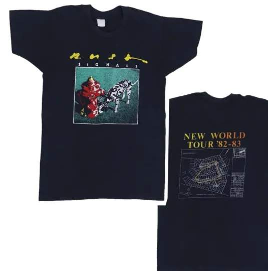 Discover 1982 Rush Signals New World Tour T-Shirt Unisex Black