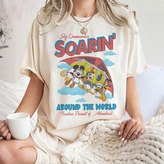 Discover Vintage Mickey & Friends Soarin' Around The World Shirt, Disney Ride Epcot Center Tee, Donald Pluto Goofy, Disneyland Trip Outfit
