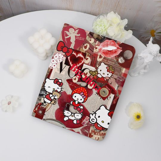 Discover Kitty Red iPad Case For iPad 5-10th 9.7"10.2",iPad Air 3-6 10.9" 11",iPad Pro2022 2024 11" 12.9", iPad Mini 6/7 8.3" Cover Pen Slot