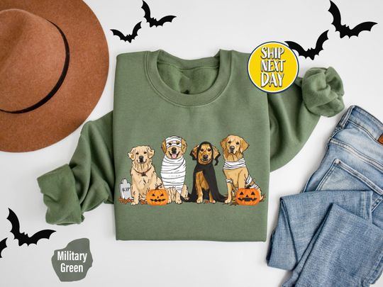 Discover Halloween Golden Retriever Sweatshirt,Cute Dog Owner Gift