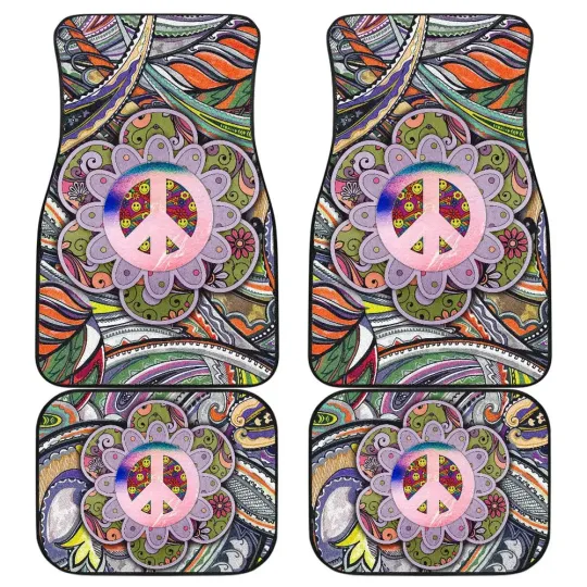 Discover Peace Symbol Car Floor Mats Hippie Art Car Accessories