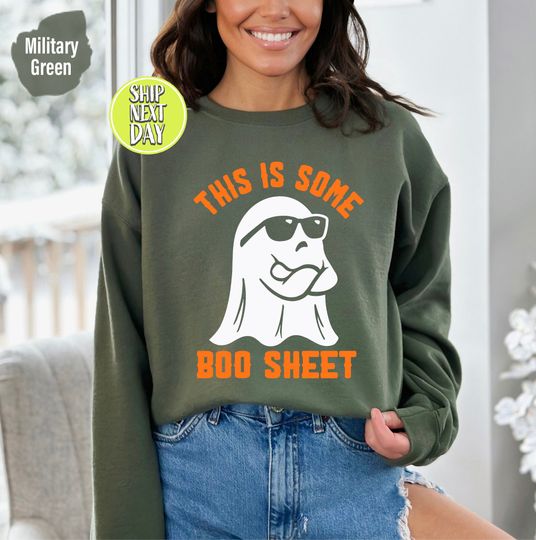 Discover This Is Some Boo Sheet Sweatshirt, Halloween Ghost Hoodie, Retro Halloween Shirt