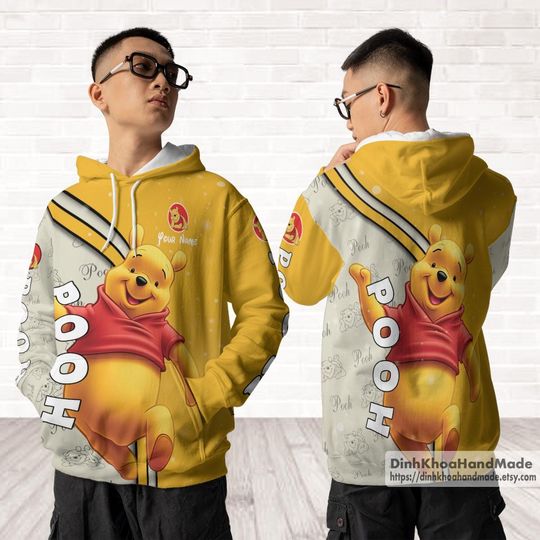 Discover Personalized Pooh Bear 3D Hoodie, Disney Pooh Hoodie, Winnie The Pooh Hoodie, Pooh Lover Gift