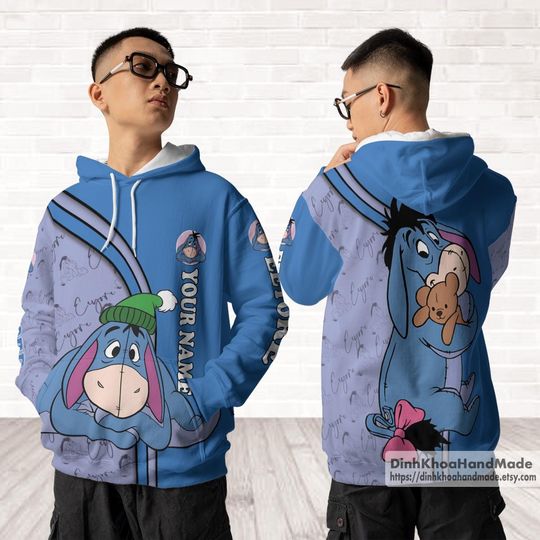 Discover Personalized Halloween Eeyore 3D Hoodie, Winnie The Pooh 3D Hoodie