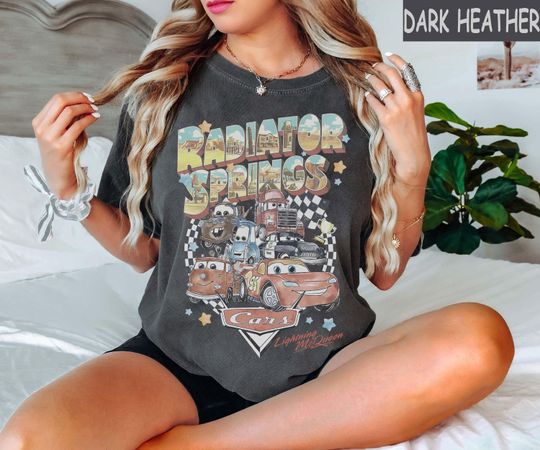 Discover Retro Radiator Springs Cars Movie Tshirt, Vintage Lightning McQueen Shirt, Cars Movie Disney Tee, Disneyland Family Vacation Shirts