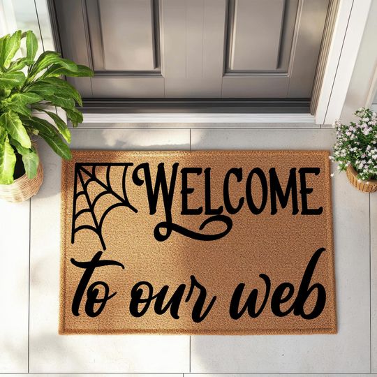 Discover Welcome To Our Web Doormat, Halloween Doormat, Housewarming Gift Doormat, Funny Halloween doormat, Spooky & Cute Halloween Decor,Welcome Mat