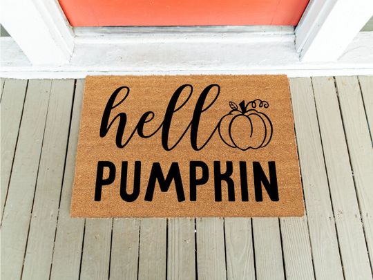 Discover Hello Pumpkin Door Mat | Pumpkin Doormat | Funny Doormat | Housewarming Gift | Fall Doormat | Fall Autumn Decor | House Gift | Halloween