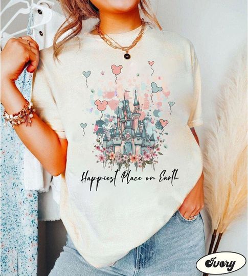Discover Happiest Place on Earth Shirt, Magic Kingdom Shirt, Disney Castle Floral Shirt, Magical World Shirt, Magical Kingdom, Disney World Shirt