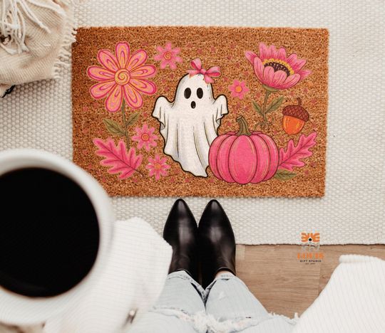 Discover Happy Halloween Doormat | Spooky Front Porch Decor | Funny Fall Welcome Mat | Autumn Entryway Rug | Seasonal Housewarming Gift