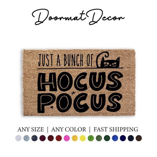 Just a Bunch of Hocus Pocus Doormat Funny Thanksgiving Fall Halloween Outdoor Welcome Door Mat Hocus Pocus Decor