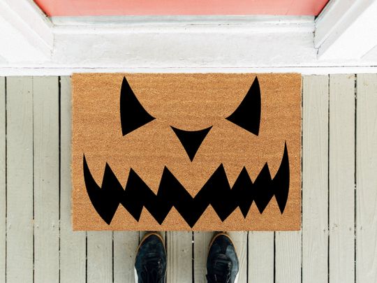 Discover Pumpkin Face Coir Doormat: Funny Halloween Fall Decor