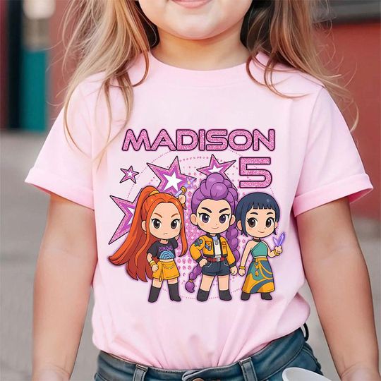 Discover Huntrix Birthday Girl Shirt, Personalized Kpop Demon Hunter Birthday Tee, Back to School, Gift for Huntrix fan,Birthday Gift for Kid