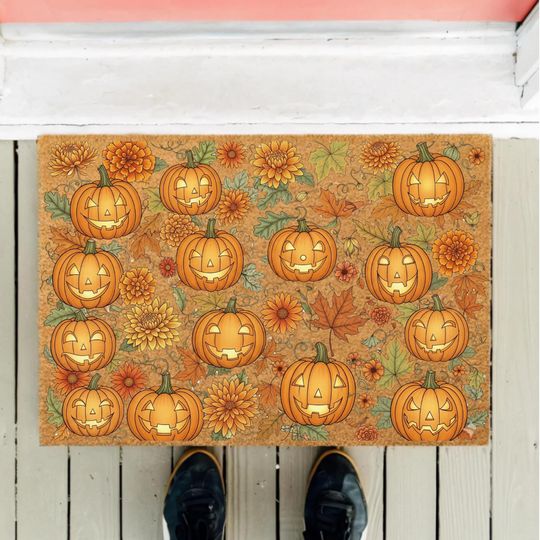 Discover Pumpkin Doormat - Fall Welcome Mat - Rustic Autumn Porch Decor - Halloween Entry Rug - Cozy Farmhouse Front Door Mat - Housewarming Gift