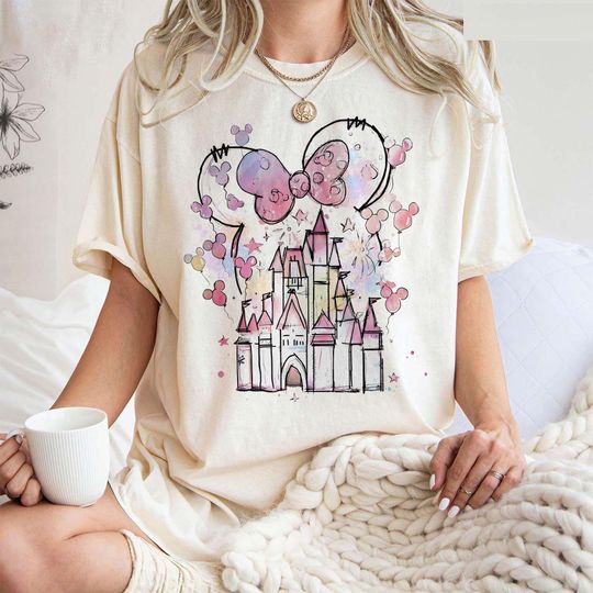 Discover Disney Castle Floral Minnie Shirt, Happiest Place on Earth Shirt, Magic Kingdom Castle, Vintage Disney Shirt, 00121