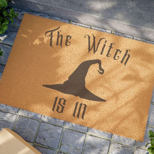 Discover The Witch Is In Doormat: Halloween Welcome Mat