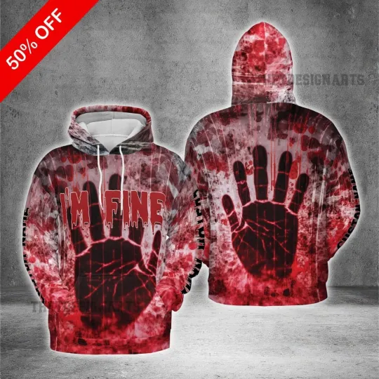Discover Personalized Halloween Hoodie, I_m Fine 3D Unisex Sweatshirt1