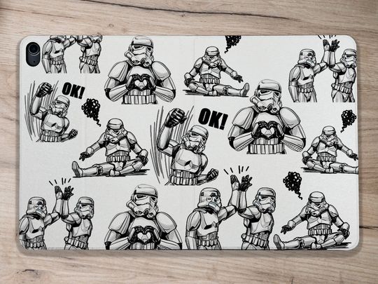 Discover Star Wars Pattern iPad Case With Pencil Holder iPad Pro 12.9 In M2 2022 Case iPad Pro 11" Case iPad Air 5 Case iPad 10.9 In iPad Mini 6