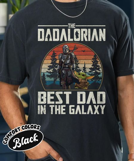 Discover Dadalorian And The Child Shirt, Best Dad In The Galaxy Shirt, Vintage Star Wars This Is The Way Shirt, Father's Day Gift, Baby Yoda Grogu