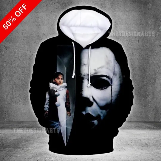 Michael Myers Hoodie 3D Printed Pullover, Horror Movie Cosplay Costume for Hallo