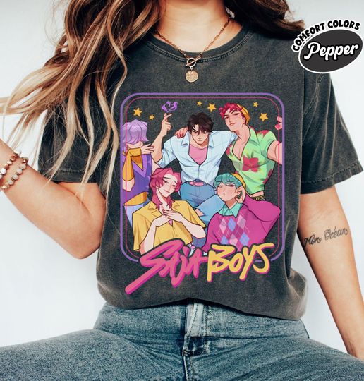 Discover Saja Boys Boy Band Shirt, Kpop Demon Hunters Movie Shirt, Bootleg Retro Movie Shirt, Demon Hunters Merch Shirt, Saja Boys Kid t-shirt