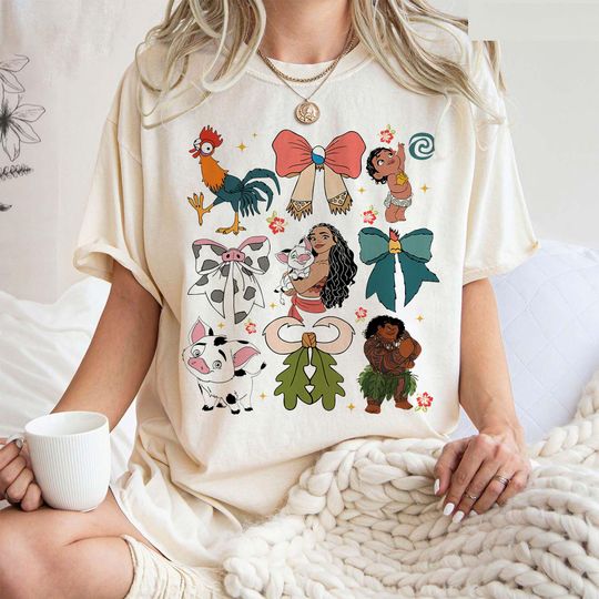 Discover Coquette Bow Disney Moana Shirt, Maui Hei Hei and Pua Shirt, Moana Princess Shirt, Disney Girl Trip, Disneyland Shirt, Disney World Shirt