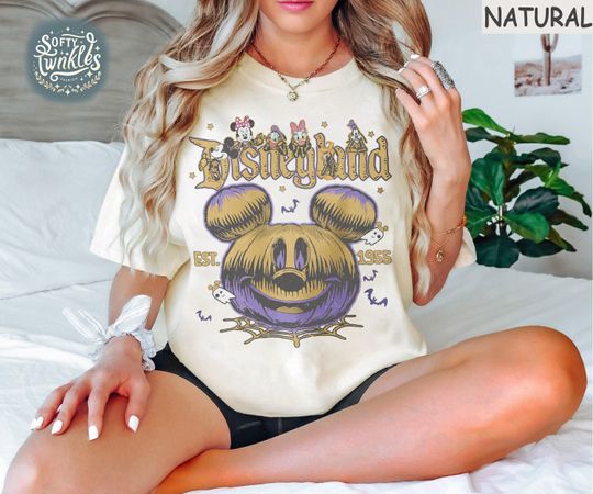 Discover Retro Disneyland Halloween 2024 Shirt, Mickey And Friends Skeleton Shirt, Disney Halloween Party 2024 Shirt, Disney Halloween Family Shirts