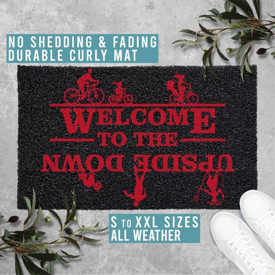 Discover Welcome to the Upside Down Doormat, Halloween Decor, Funny Welcome Door Mat Housewarming Gift All Weather Durable Curly Mat SM0249