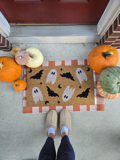 Discover cute ghostie doormat, ghost halloween doormat, halloween emoji doormat, hey boo doormat, hope you brought boos
