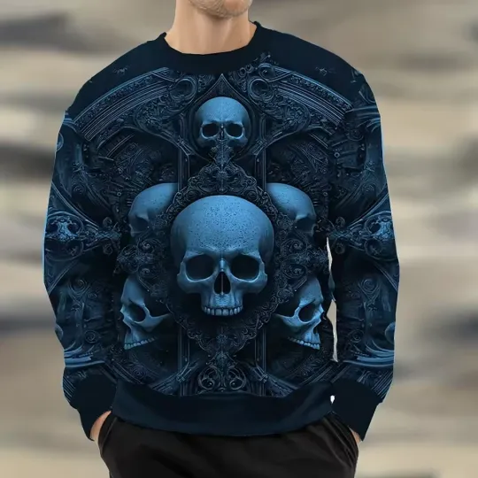 Discover Gothic Skeleton 3D Sweater – Halloween Pullover Knitwear Casual Unisex Street