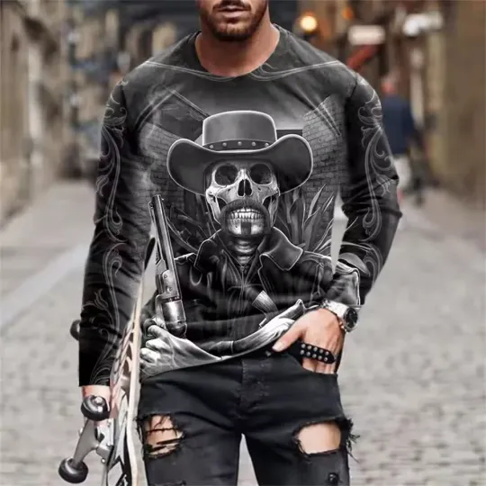 Skeleton Bones Flames 3D Sweater – Halloween Gothic Pullover Knitwear Casual