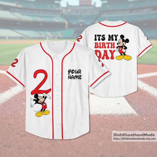 Discover Personalized Mickey Birthday Baseball Jersey, Minnie Birthday Jersey, Disneyland Birthday Trip