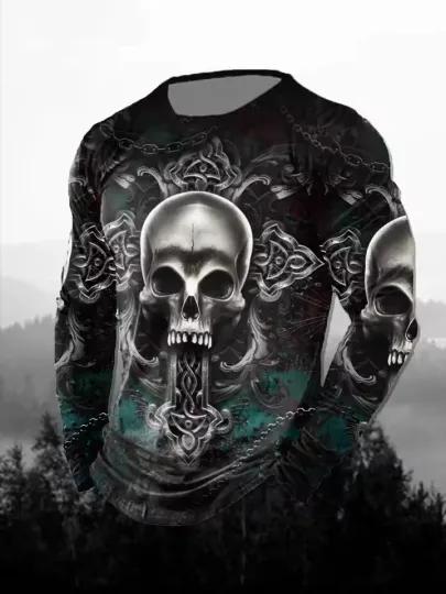 Discover Gothic Halloween Skull Pumpkin Sweater 3D – Pullover Knitwear Casual Unisex