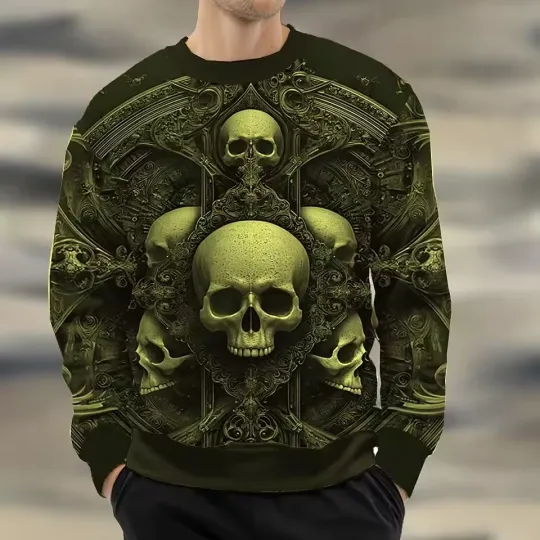 Discover Gothic Skull Halloween Sweater 3D – Pullover Knitwear Casual Outfit Unisex