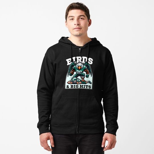 Discover Birds and Big Hits Eagles Football Zip Hoodie
