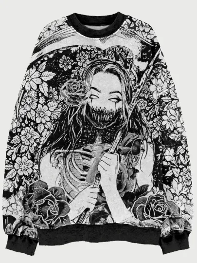 Discover Halloween Skull Graphic Sweater 3D – Gothic Pullover Knitwear Casual Streetwear