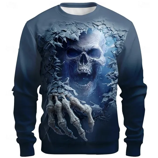 Discover Halloween Haunted Castle Print Sweater 3D – Gothic Pullover Knitwear Casual