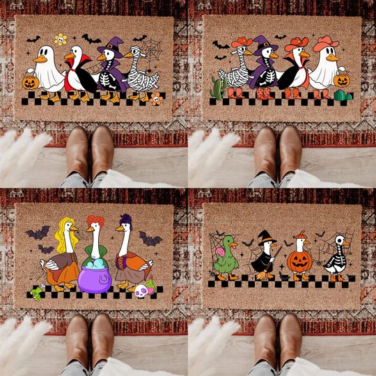 Spooky Goose Howdy Halloween Doormat, Funny Goose Cowboy Decor, Halloween Door Mat, Welcome Mat, Funny Halloween Doormat, Spooky Doormat